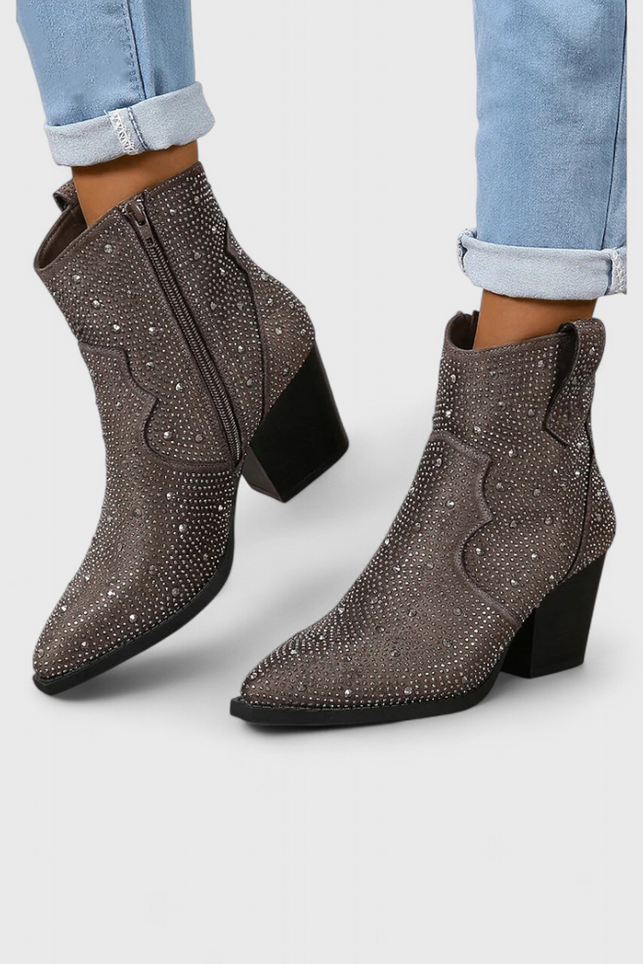 Berenice Botas Elegantes con Patchwork y Cremallera Lateral