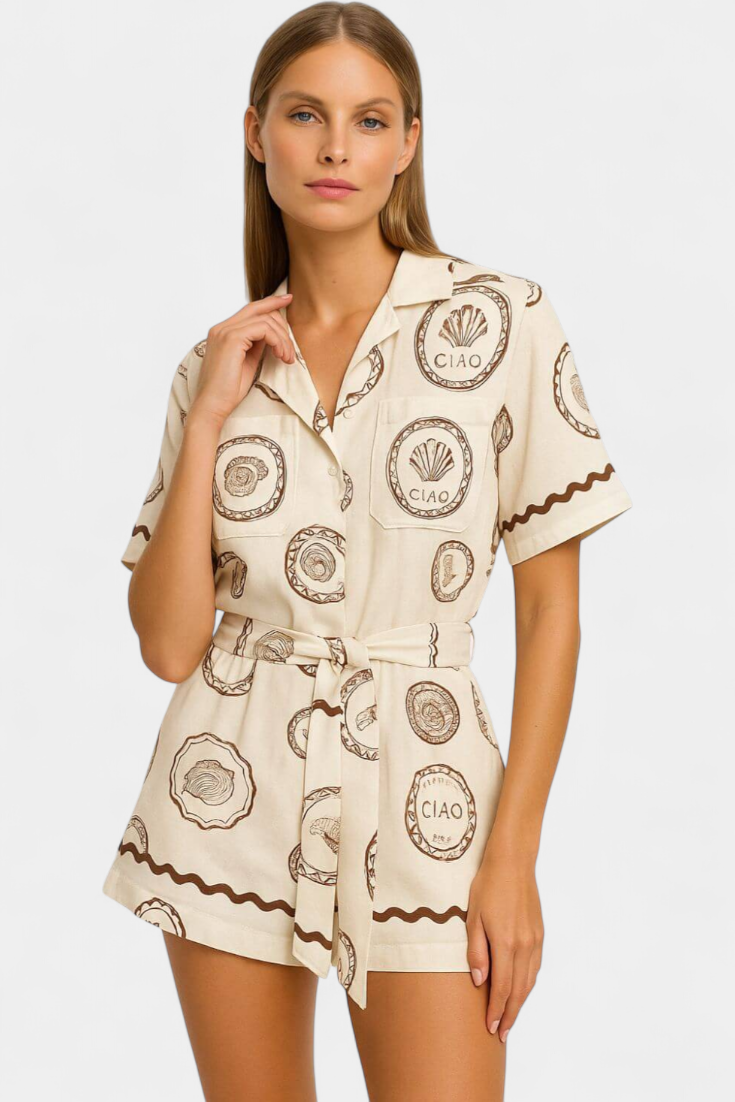 Camiseta Mono Seashell con Detalle de Concha y Botones 