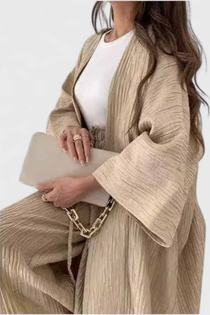 Caspian Conjunto Relajado de Dos Piezas con Kimono Largo