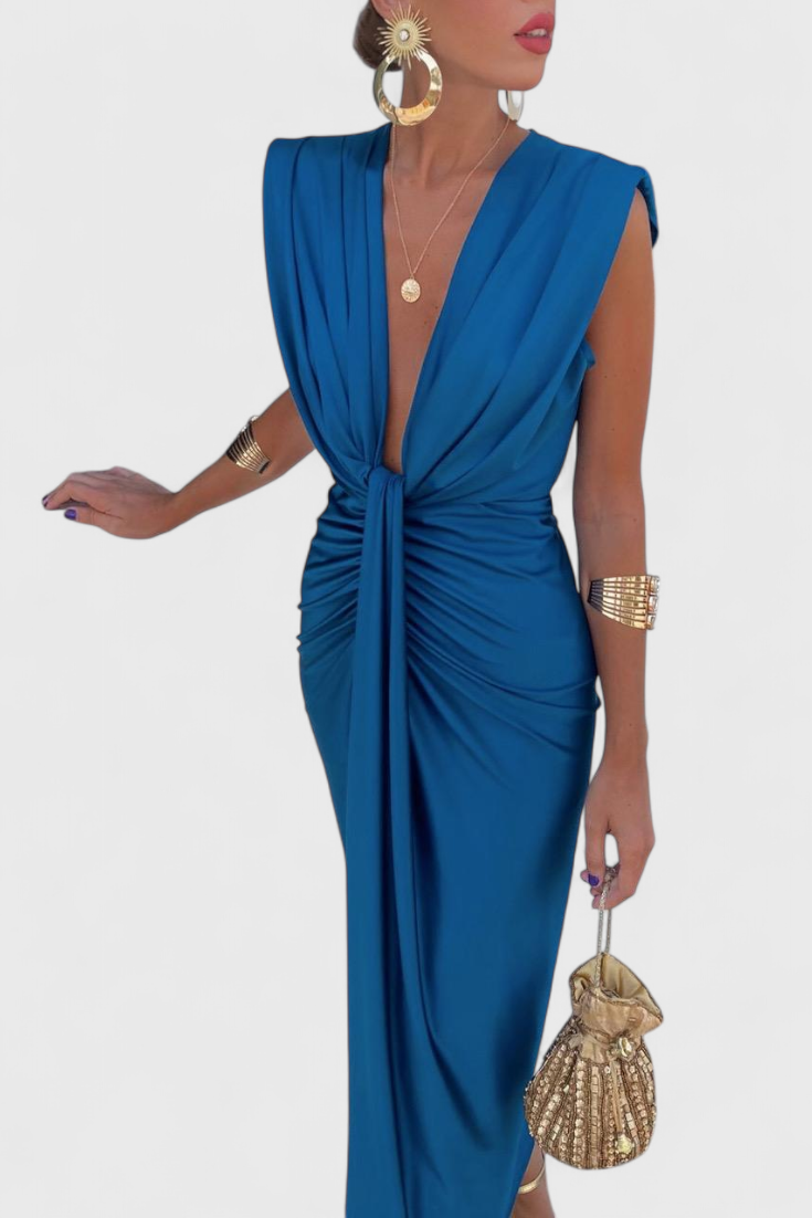 Vestido midi Lakisha con escote profundo