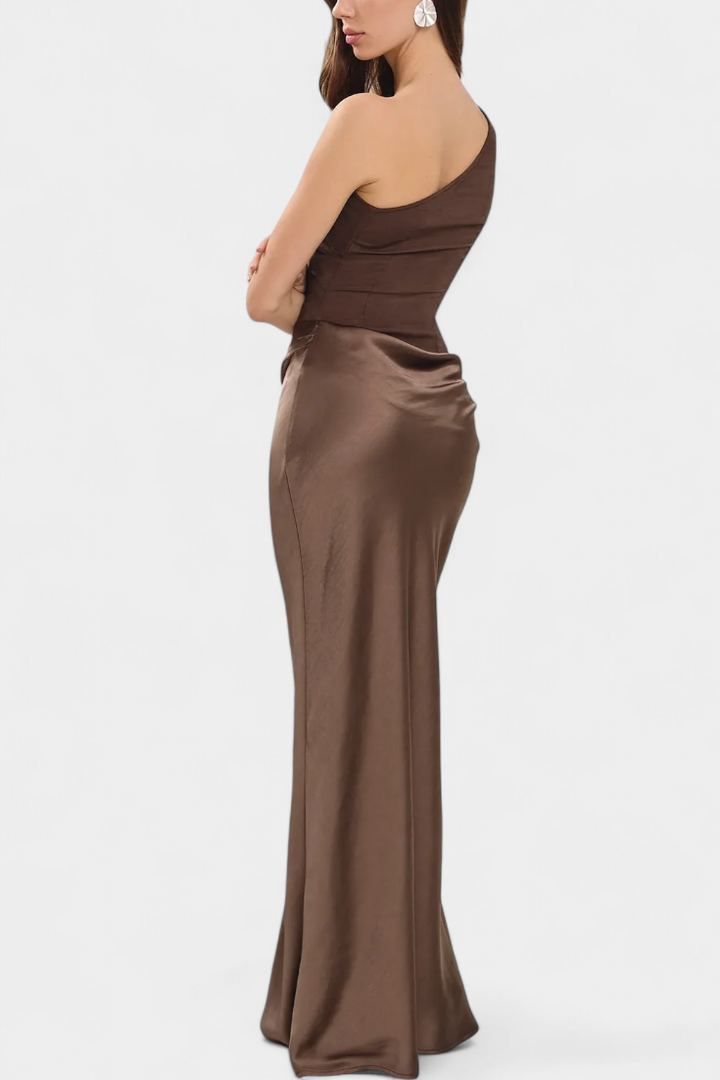 Ottavia Vestido Largo de Fiesta Plisado con Escote de Un Solo Hombro
