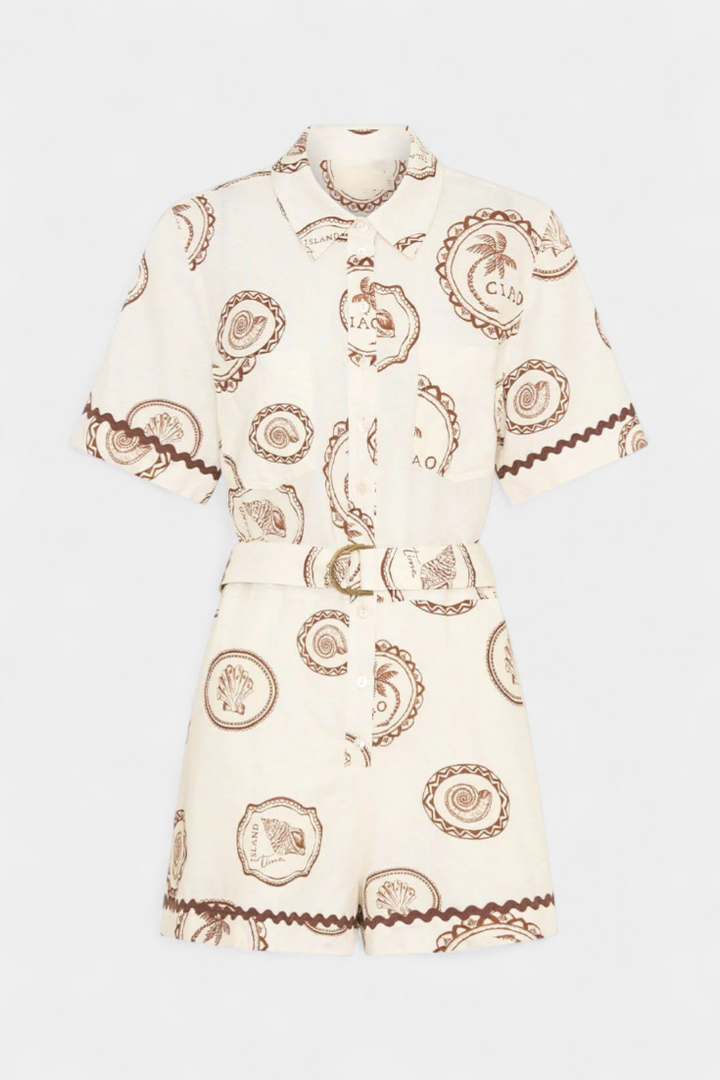 Camiseta Mono Seashell con Detalle de Concha y Botones 