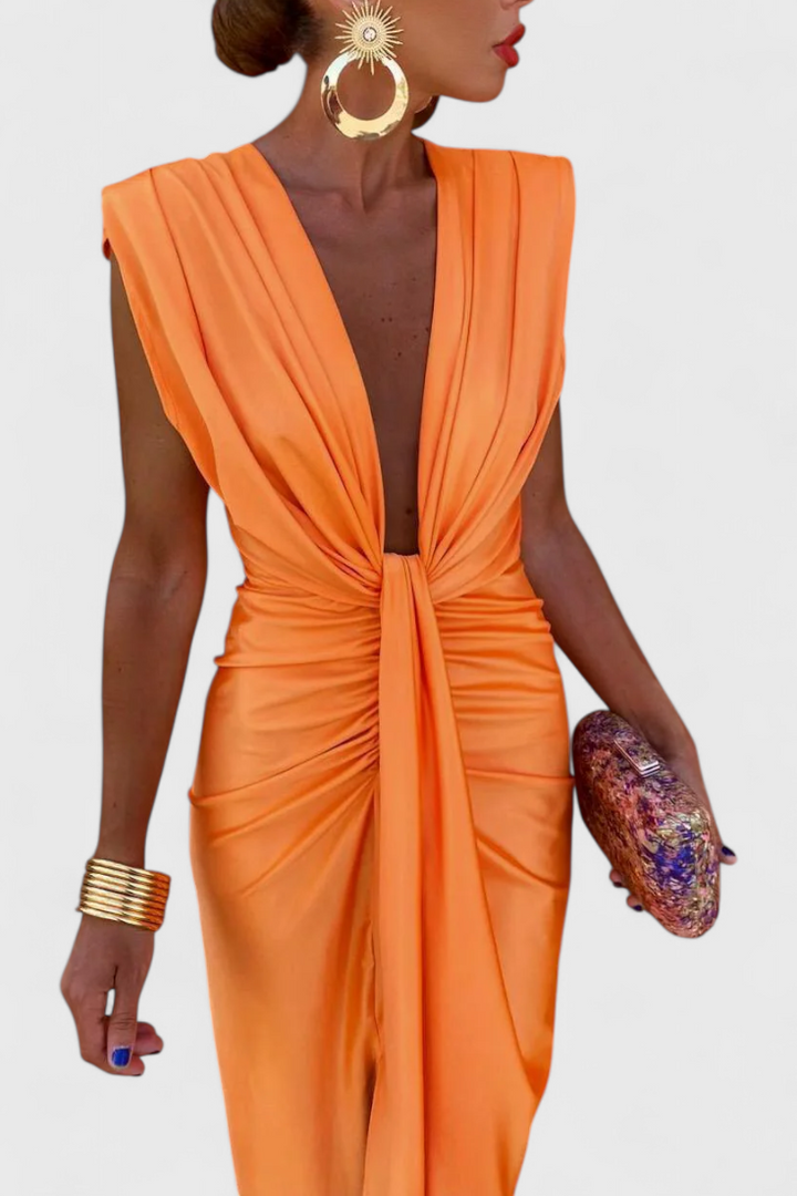 Vestido midi Lakisha con escote profundo