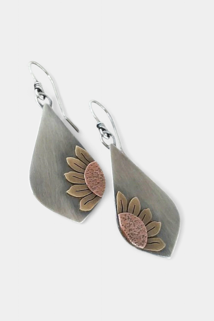 Pendientes Colgantes de Girasol Bohemio