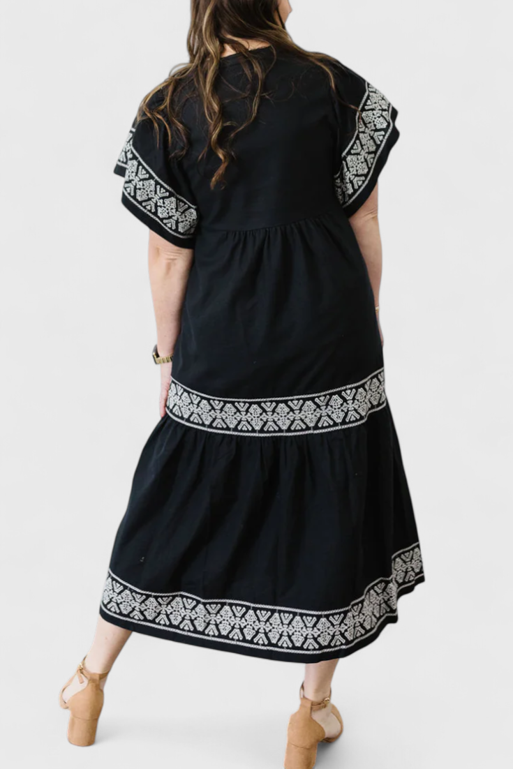 Allona Vestido Maxi Boho con Escote en V y Corte Relajado