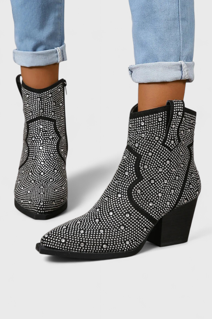 Berenice Botas Elegantes con Patchwork y Cremallera Lateral