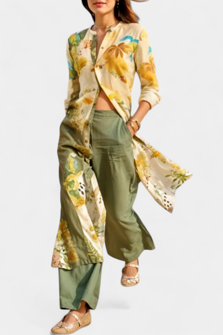 Conjunto de lino coordinado Melvina con estilo atemporal