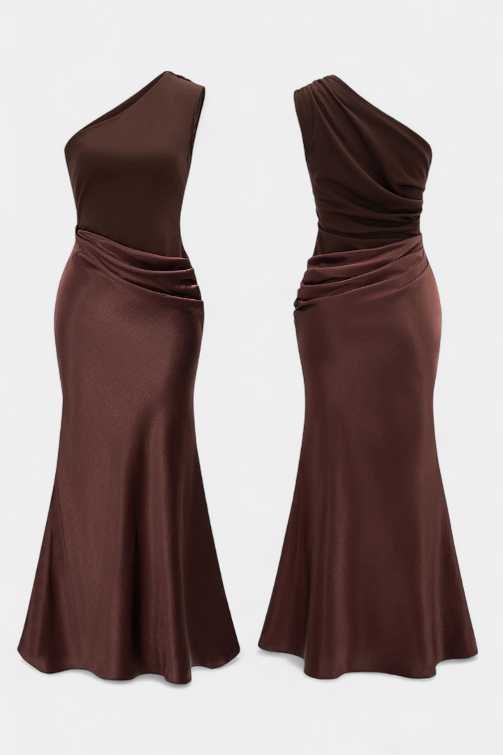 Ottavia Vestido Largo de Fiesta Plisado con Escote de Un Solo Hombro