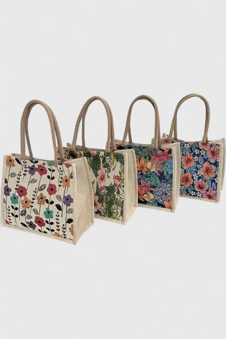 Taila Bolsa de Yute con Estampado Floral y Diseño Ecológico 