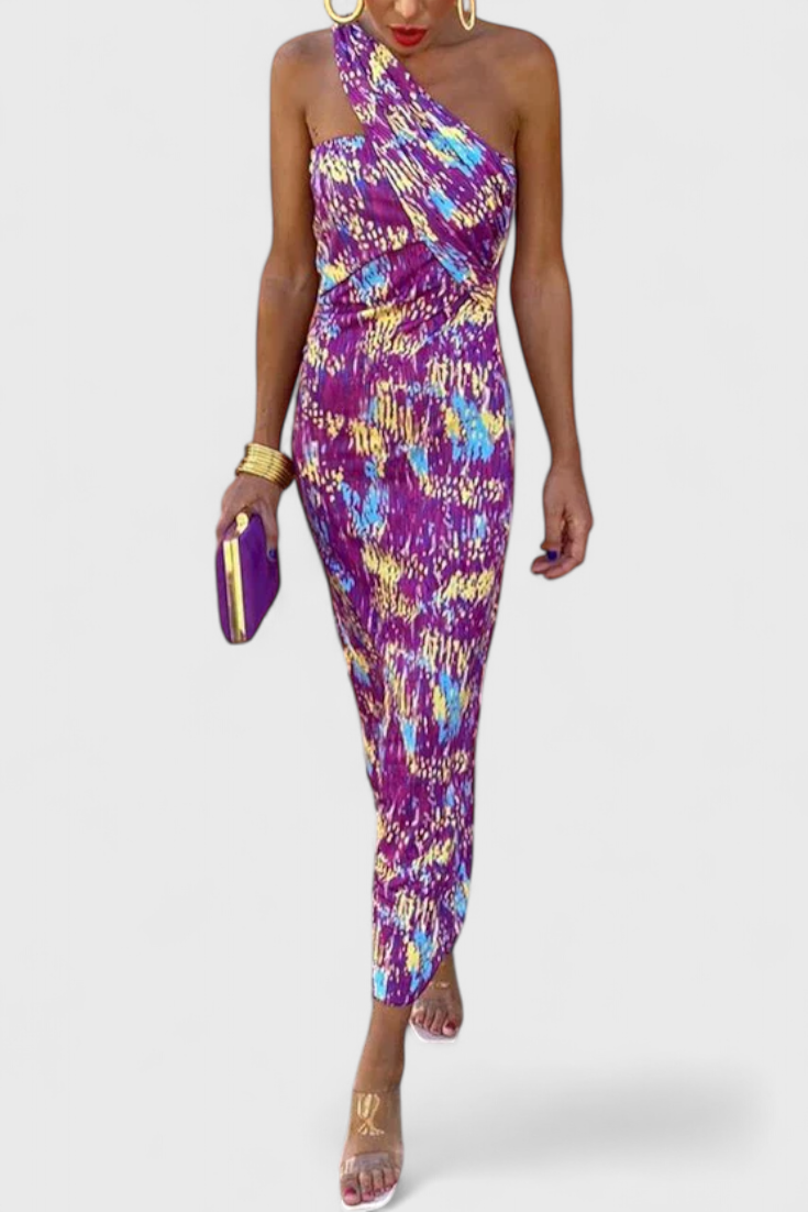 Julissa Vestido Maxi de Noche con Hombros Inclinados