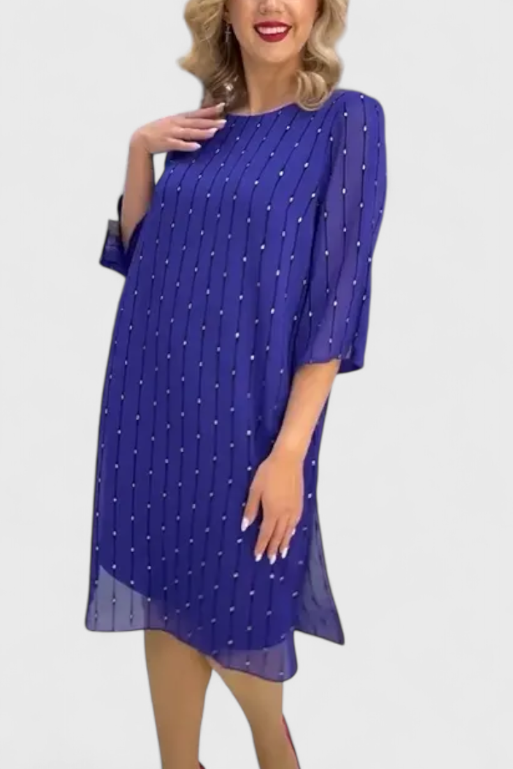 Polly Vestido Elegante de Gasa con Corte Clásico y Caída Fluida