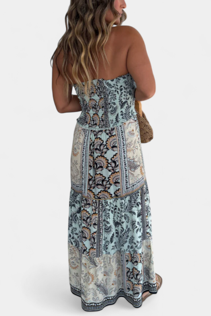 Vestido largo estampado con escote corazón de Edurne