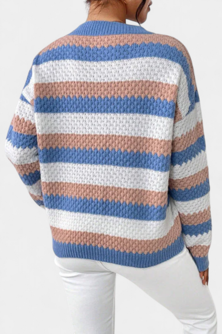 Kristen | Jersey Oversize de Cuello Redondo a Rayas