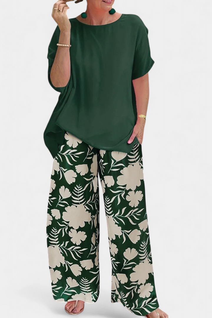 Aivy Conjunto Floral de Dos Piezas con Toque Relajado