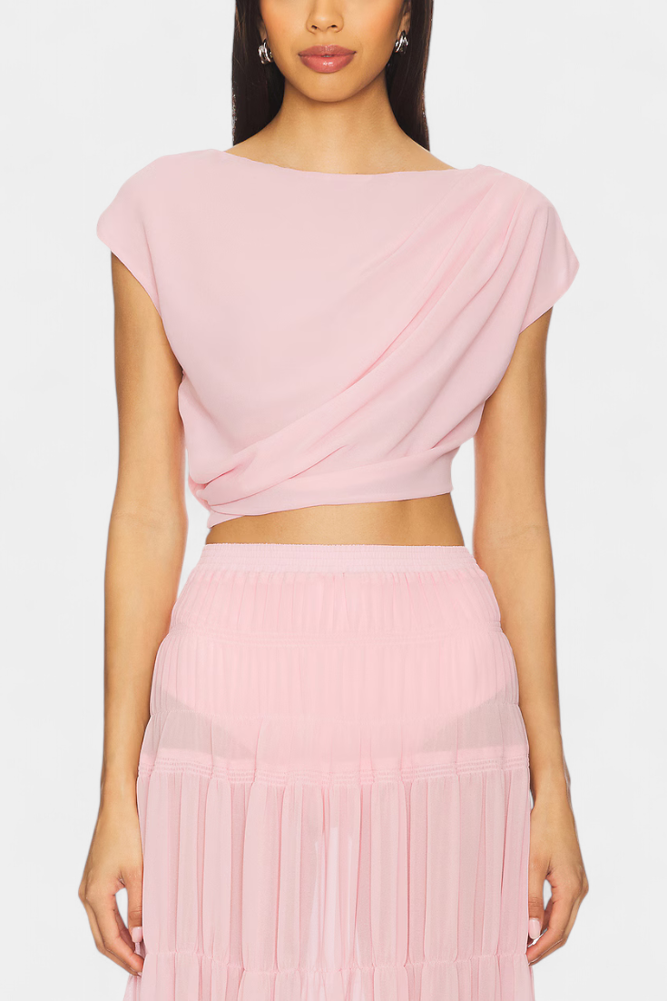 Falda de gasa Nalia con cintura elástica y capas fluidas