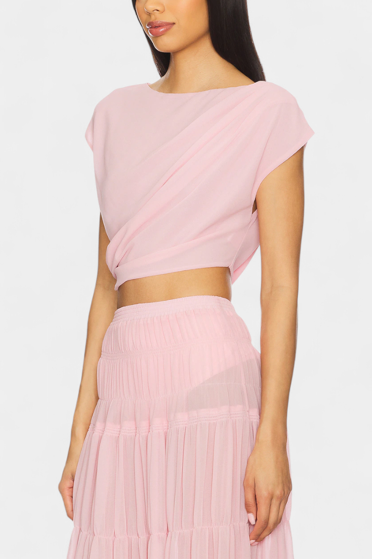 Falda de gasa Nalia con cintura elástica y capas fluidas