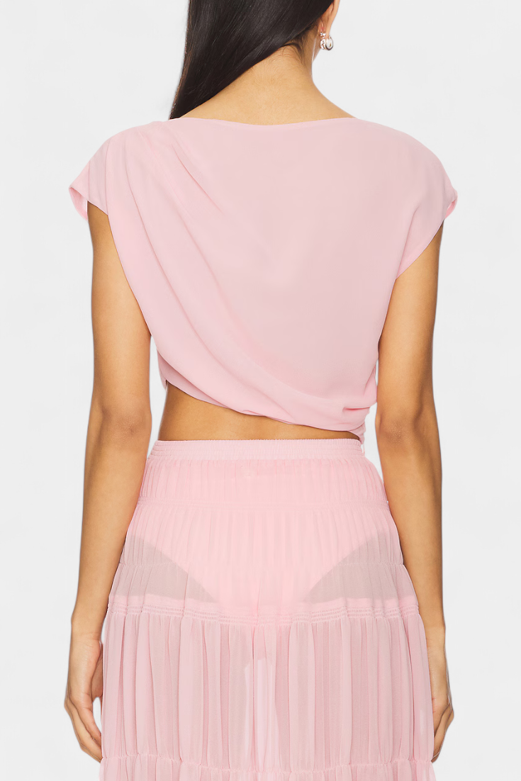 Falda de gasa Nalia con cintura elástica y capas fluidas