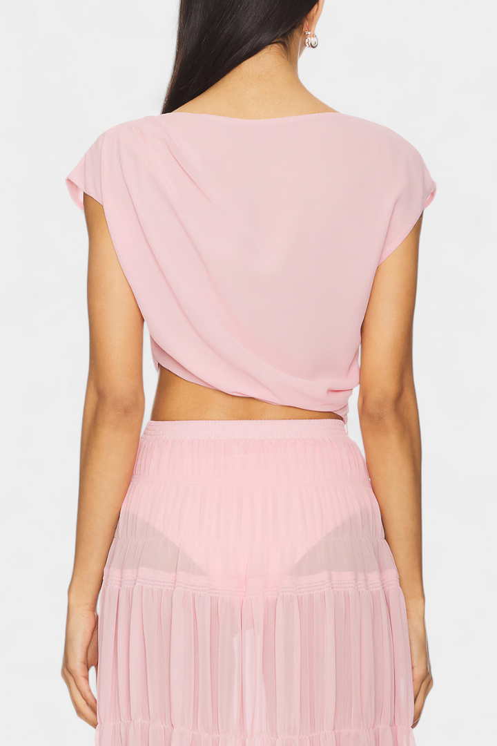 Falda de gasa Nalia con cintura elástica y capas fluidas