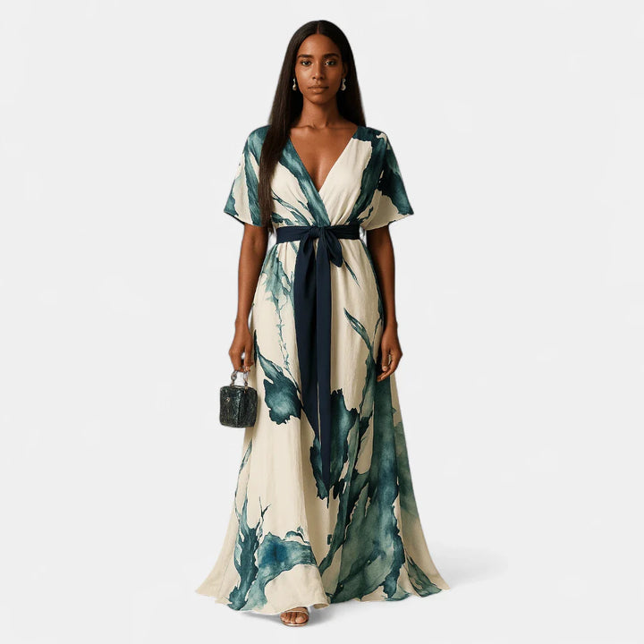 Nayla™ | Vestido Largo Acuarela de Ensueño 