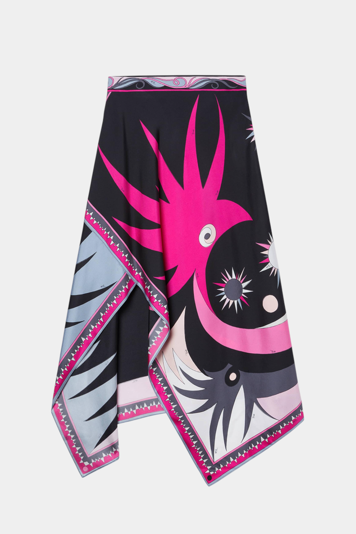 Conjunto de satén Ciana con falda abstracta y top halter