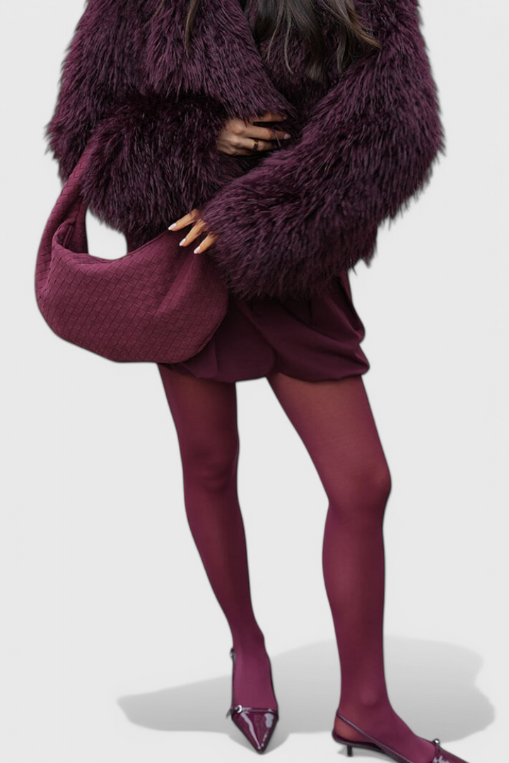 Lila Bolso Mediano Tejido con Detalle de Nudo